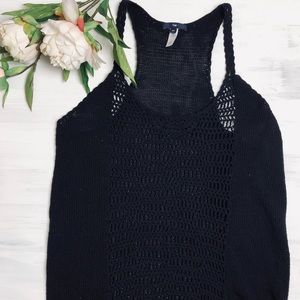 Boho Crochet Sheer Tank Top Swim Cover-Up Sz M